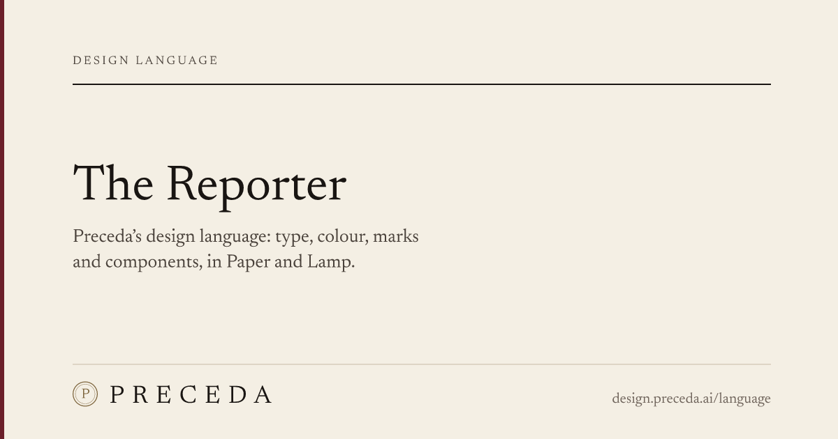 Preview card: Design language, The Reporter.